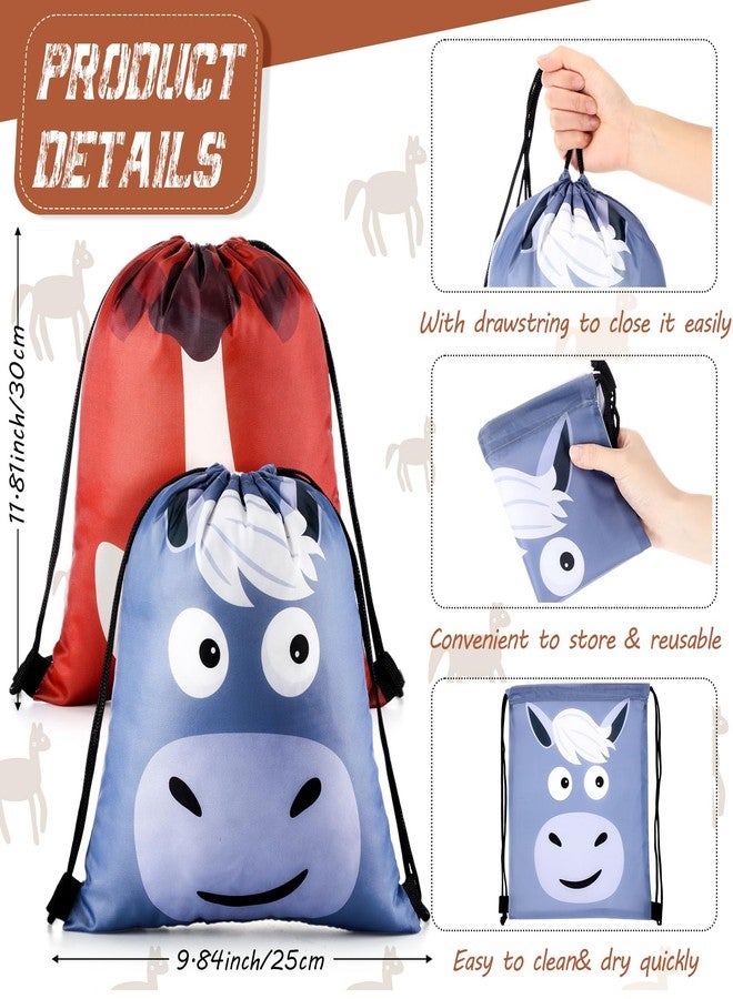 Mifoci 24 Pcs Horse Party Favors Supplies 12 Plastic Cups with Lids and Straws and 12 Drawstring Backpack 24oz Reusable Tumble Water Bottles Bag for Horse Themed Party Decorations - Image 3